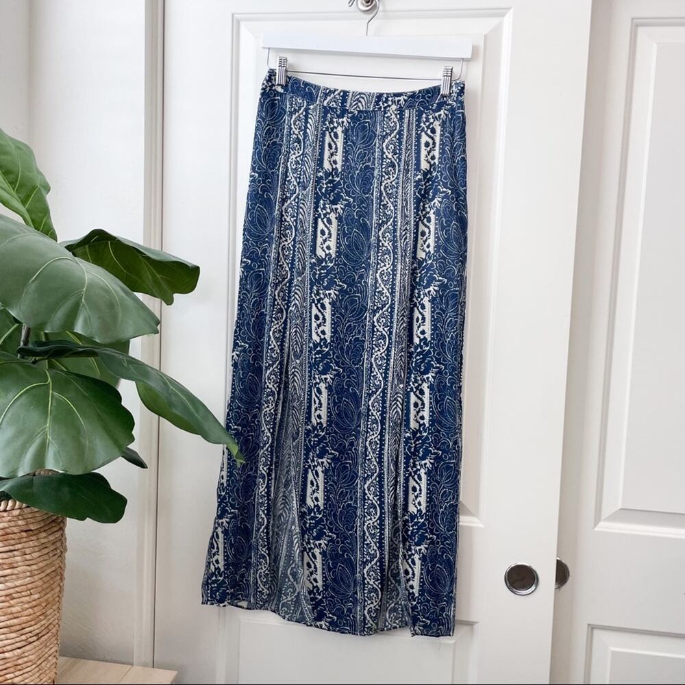 AEO Boho Maxi Skirt Blue Floral 6